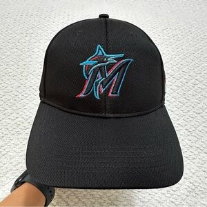 Miami Marlins Baseball Cap Team MLB Black Adjustable Hook Loop Men’s One Size
